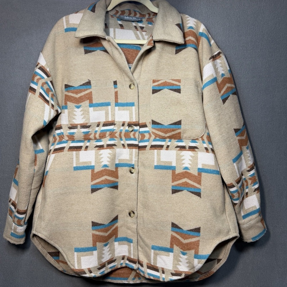 Aztec Shacket Womens Medium Oversize Chest 25 Southwestern Tribal Jacket‎
